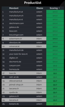 accessibility score of our clients in comparison with other large online stores in the DACH & BENELUX region